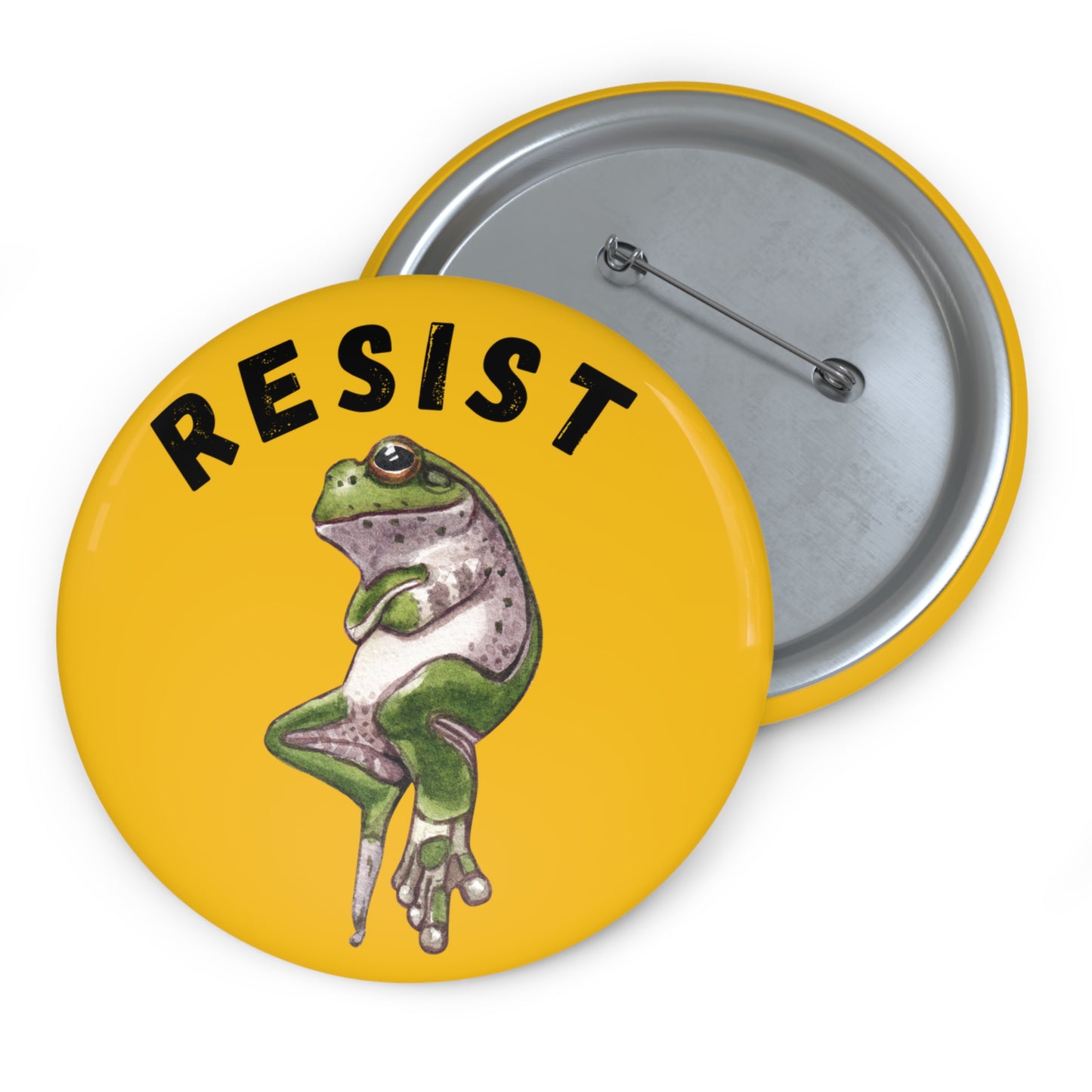 Resist Frog Button Pin