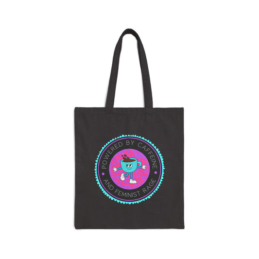 Powered By Caffeine and Feminist Rage Tote Bag