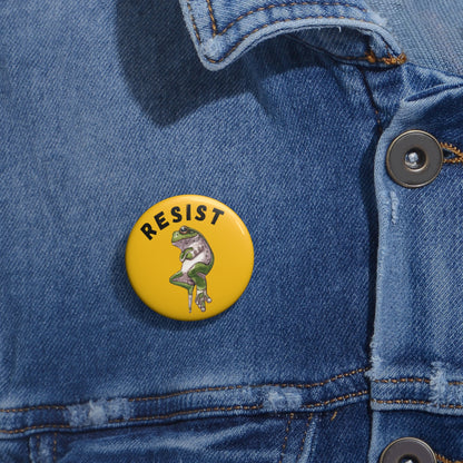 Resist Frog Button Pin